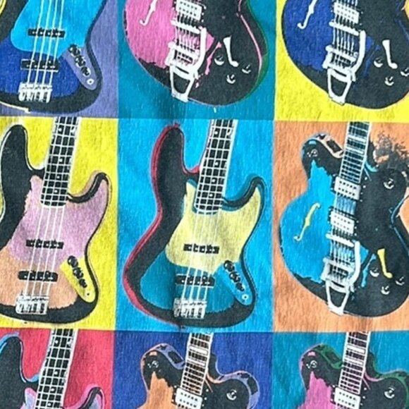Ben Sherman‎ Andy Warhol Guitar Graphic T-Shirt Sz S Blue Green Faded Tee Neon - Picture 5 of 5